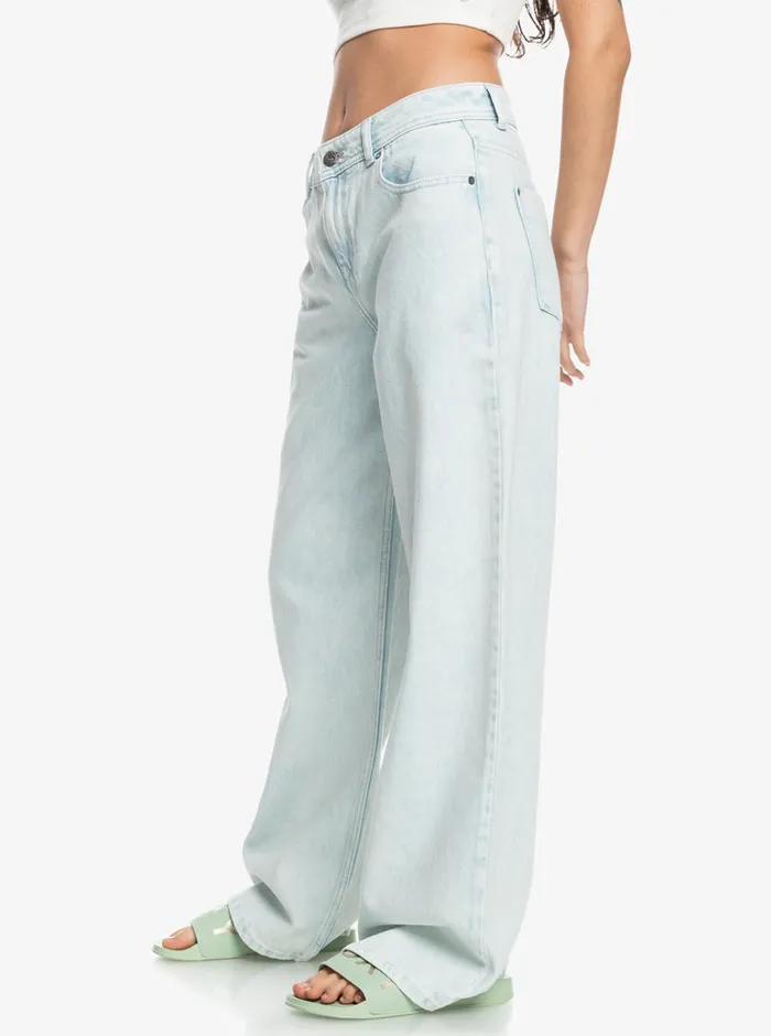 Roxy Pants and Jeans Chillin Way Baggy Jeans Bleached Blue 8211 Womens