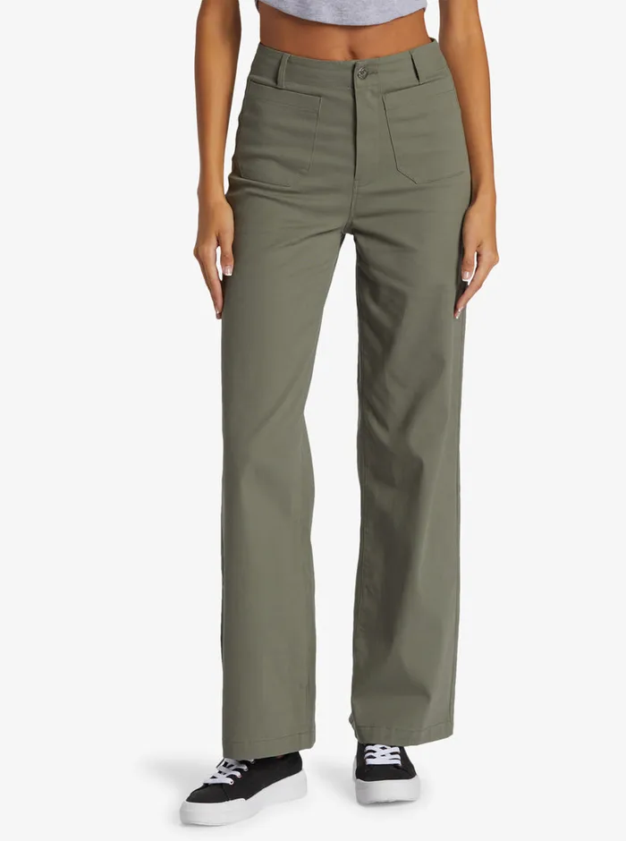Roxy Pants and Jeans Coastal Cruiser Wide Leg Pants Agave Green 8211 Womens
