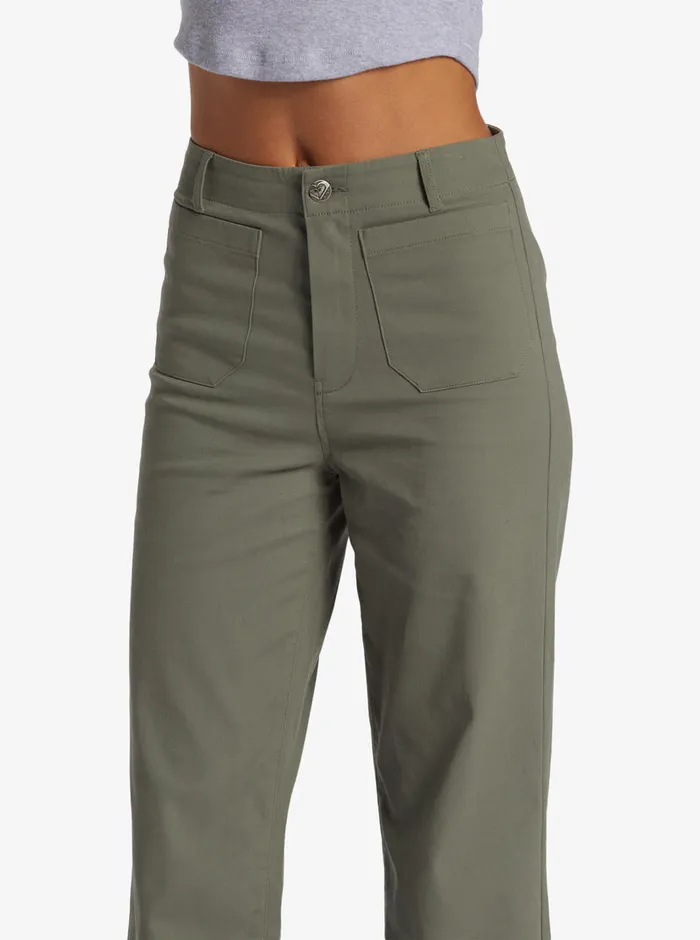 Roxy Pants and Jeans Coastal Cruiser Wide Leg Pants Agave Green 8211 Womens