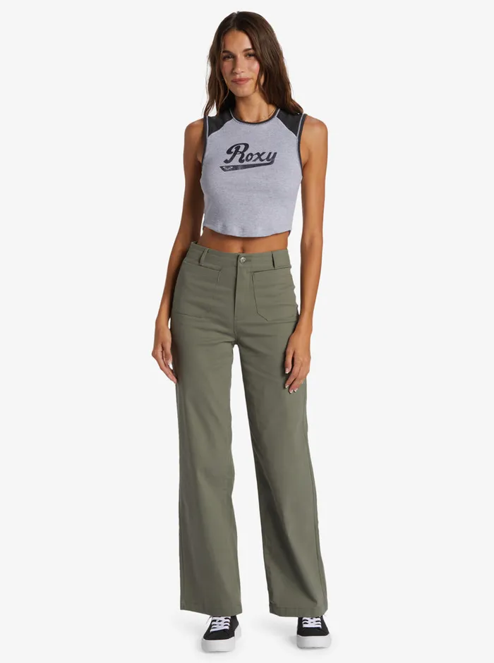 Roxy Pants and Jeans Coastal Cruiser Wide Leg Pants Agave Green 8211 Womens