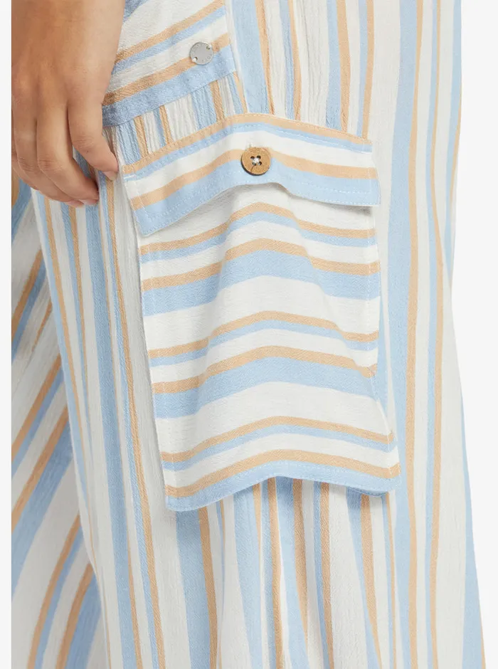 Roxy Pants and Jeans Precious HighWaist Printed Striped Cargo Pants Egret Small Silk Caye Stripe 8211 Womens