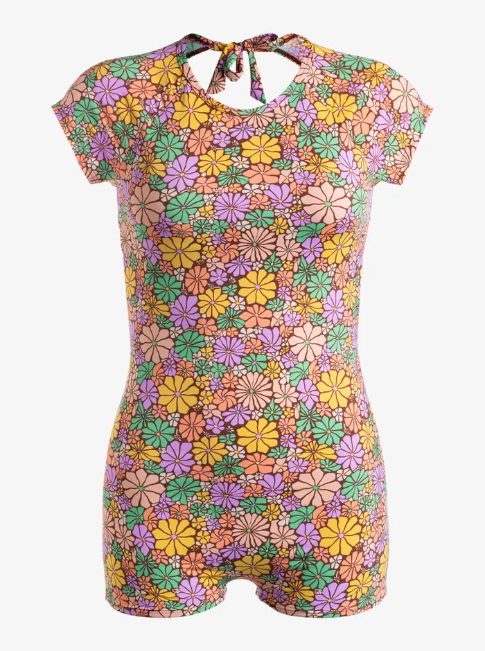 Roxy Rashguards All About Sol Short Sleeve OnePiece Swimsuit Root Beer All About Sol Mini 8211 Womens