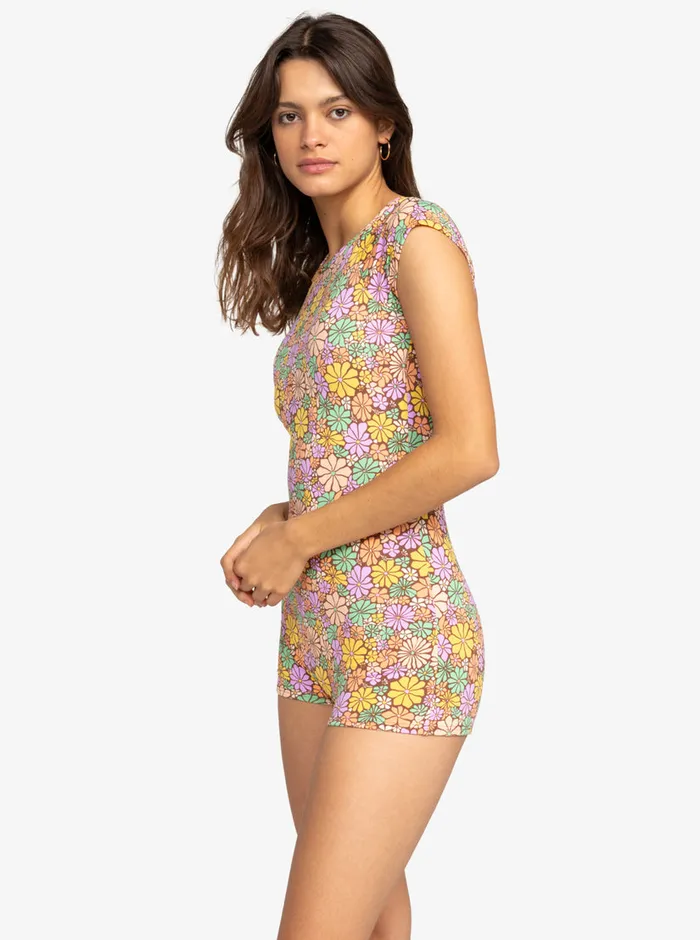 Roxy Rashguards All About Sol Short Sleeve OnePiece Swimsuit Root Beer All About Sol Mini 8211 Womens