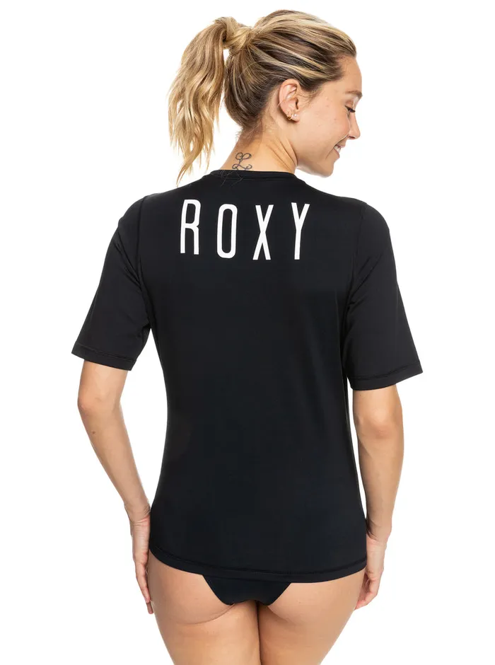 Roxy Rashguards Enjoy Waves Short Sleeve UPF 50 Rashguard Anthracite 8211 Womens