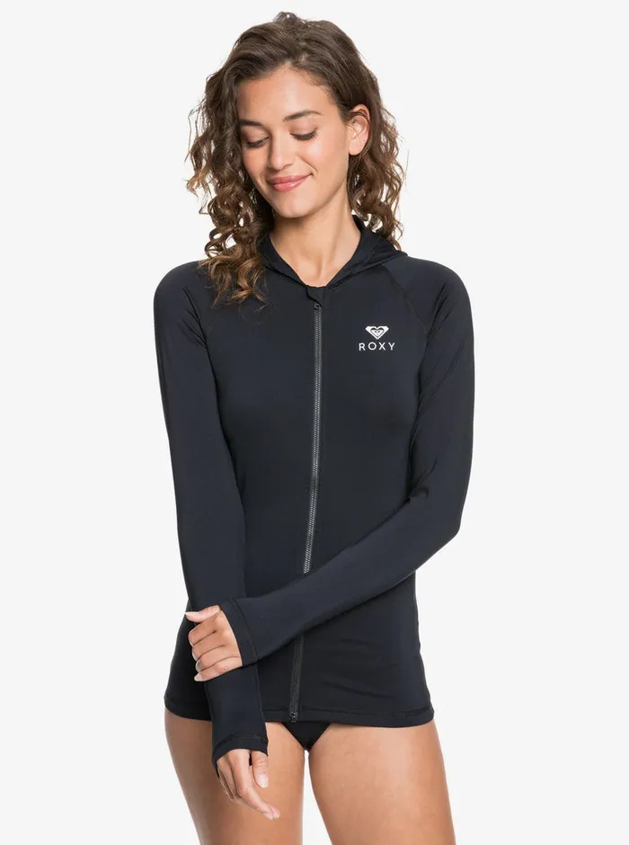Roxy Rashguards Essentials Hooded UPF 50 Long Sleeve Rashguard Anthracite 8211 Womens Roxy Rashguards Essentials Hooded UPF 50 Long Sleeve Rashguard Anthracite 8211 Womens