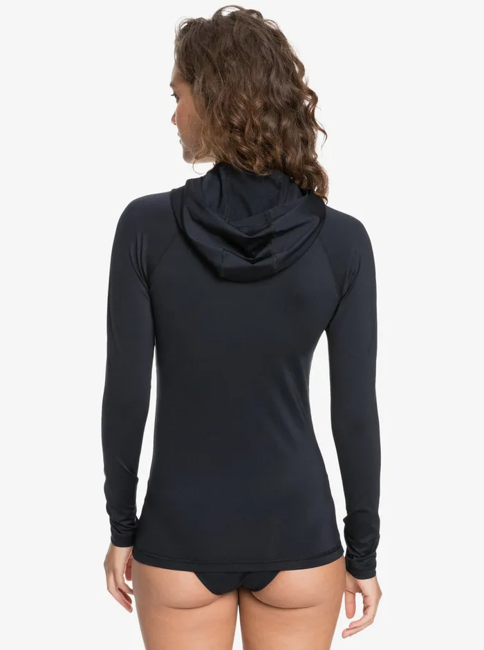 Roxy Rashguards Essentials Hooded UPF 50 Long Sleeve Rashguard Anthracite 8211 Womens