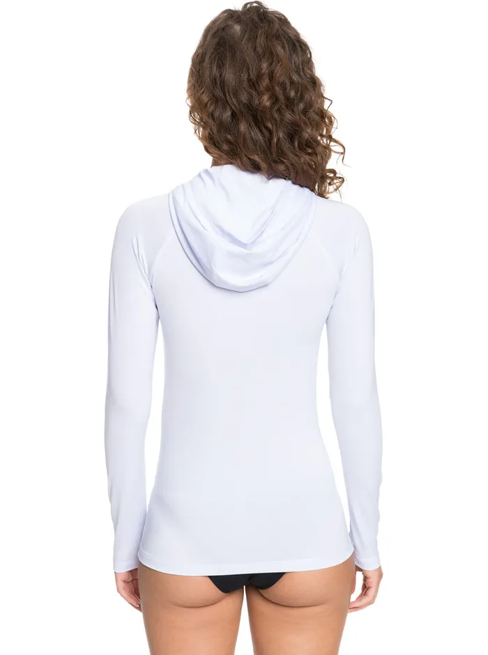 Roxy Rashguards Essentials Hooded UPF 50 Long Sleeve Rashguard Bright White 8211 Womens