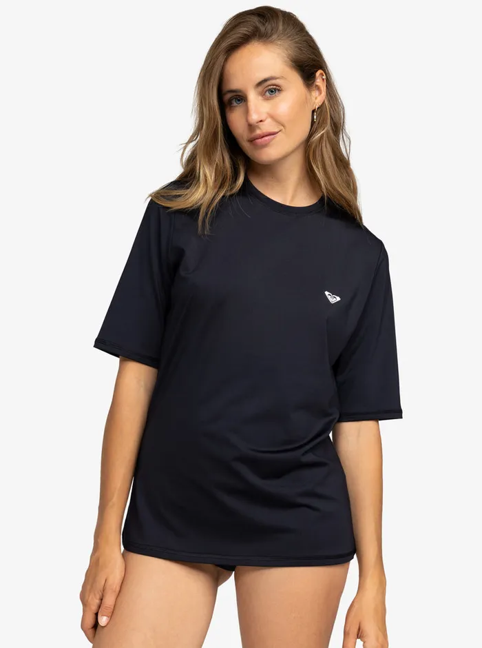 Roxy Rashguards New Enjoy Waves ShortSleeve Rashguard Anthracite 8211 Womens