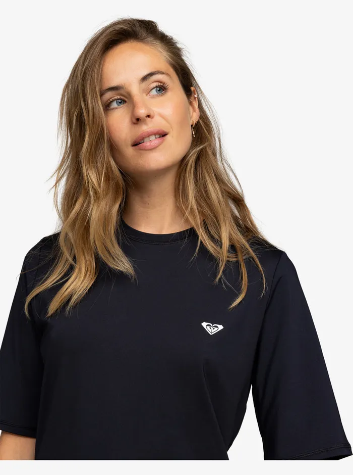 Roxy Rashguards New Enjoy Waves ShortSleeve Rashguard Anthracite 8211 Womens