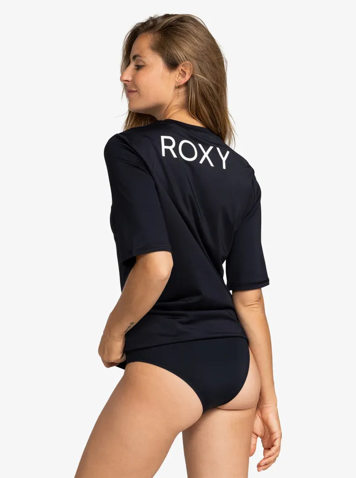 Roxy Rashguards New Enjoy Waves ShortSleeve Rashguard Anthracite 8211 Womens