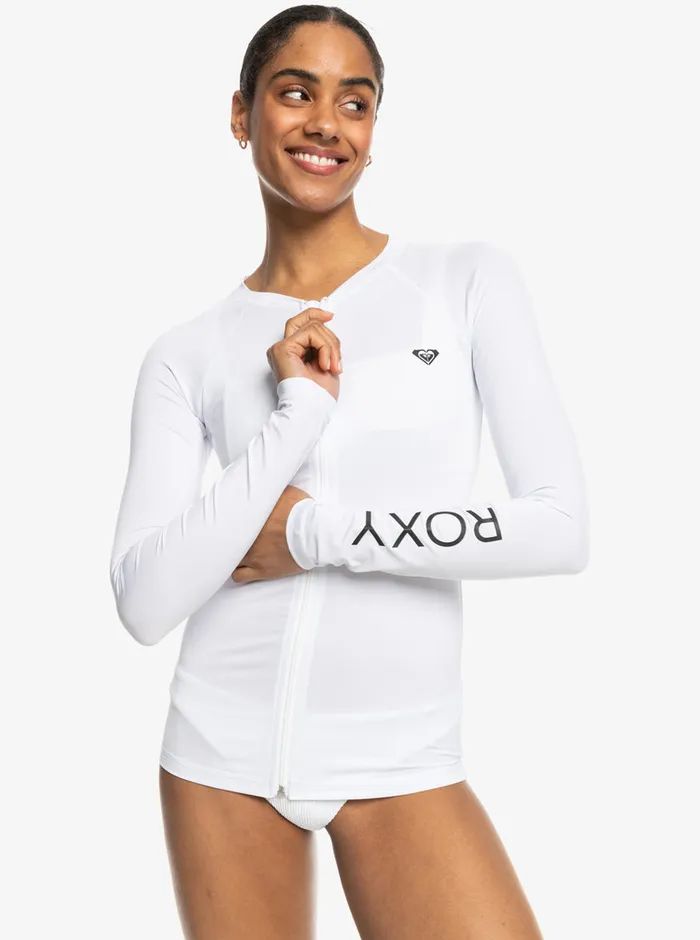 Roxy Rashguards New Essentials Long Sleeve ZipUp Rashguard Bright White 8211 Womens Roxy Rashguards New Essentials Long Sleeve ZipUp Rashguard Bright White 8211 Womens