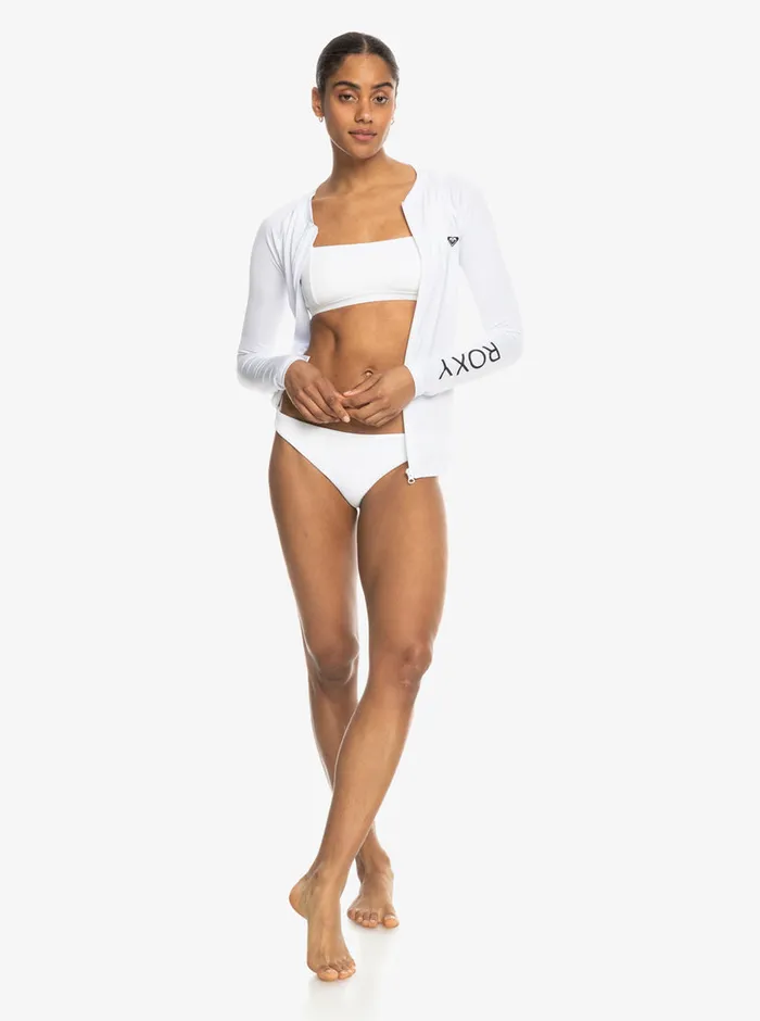 Roxy Rashguards New Essentials Long Sleeve ZipUp Rashguard Bright White 8211 Womens