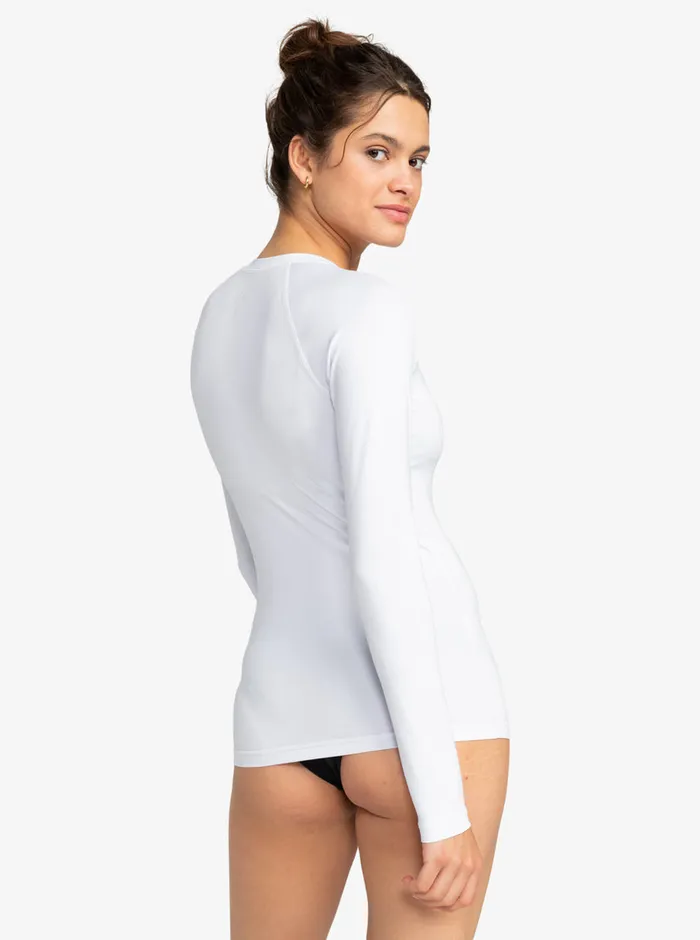 Roxy Rashguards New Essentials Long Sleeve ZipUp Rashguard Bright White 8211 Womens