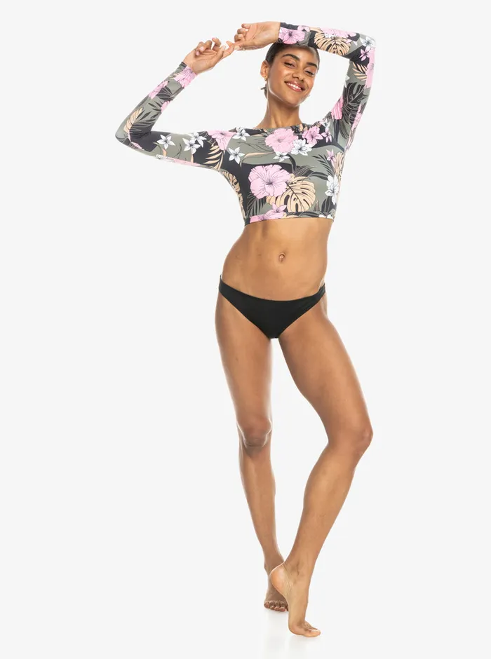 Roxy Rashguards Pro Nose Ride Cropped LongSleeve Rashguard Anthracite Classic Pro Surf 8211 Womens