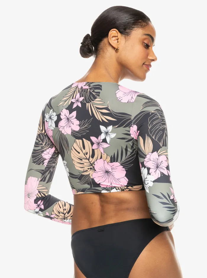 Roxy Rashguards Pro Nose Ride Cropped LongSleeve Rashguard Anthracite Classic Pro Surf 8211 Womens