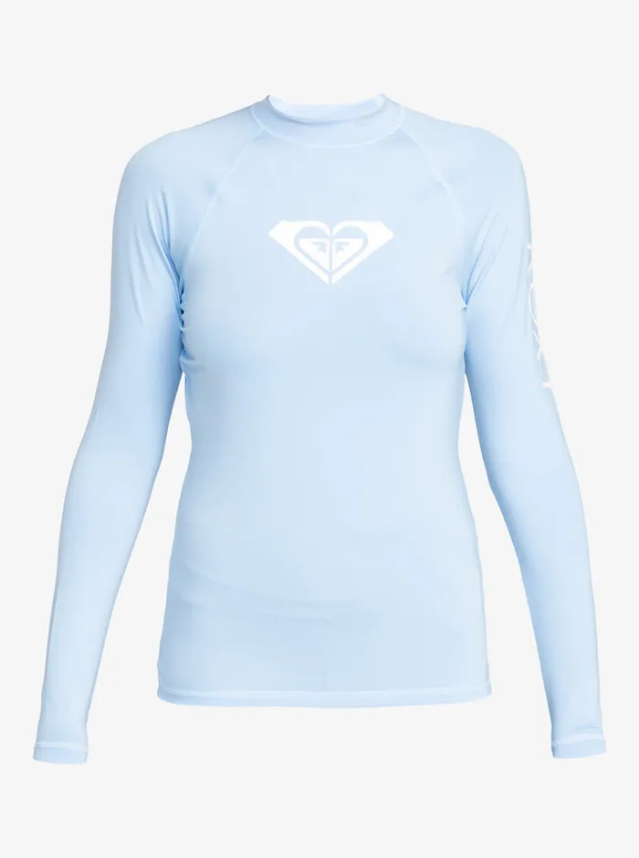 Roxy Rashguards Whole Hearted Long Sleeve UPF 50 Rashguard Bel Air Blue 8211 Womens