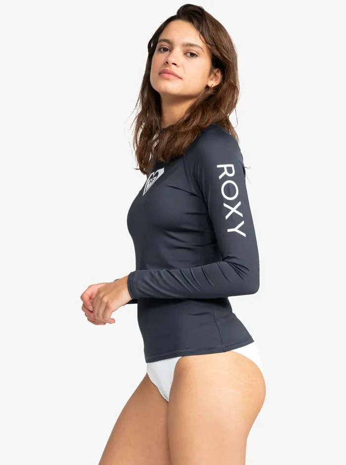 Roxy Rashguards Whole Hearted Long Sleeve UPF 50 Rashguard Mood Indigo 8211 Womens