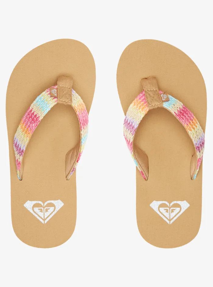 Roxy Shoes and Sandals 416 Porto Raffia FlipFlops Pinkraspberry 8211 Girls