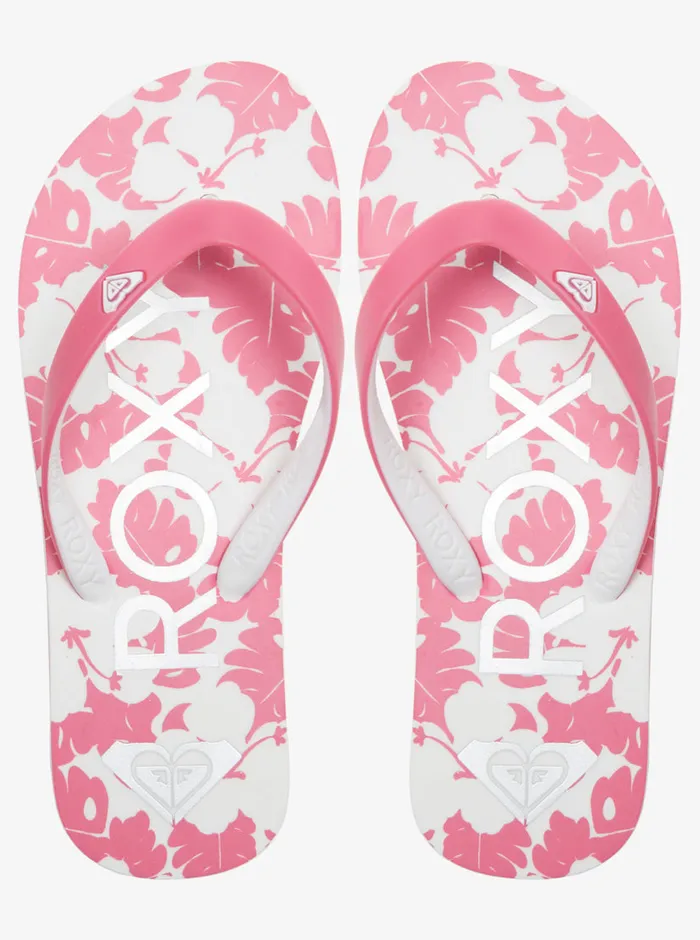 Roxy Shoes and Sandals 416 Tahiti FlipFlops Super Pinkwhite 8211 Girls