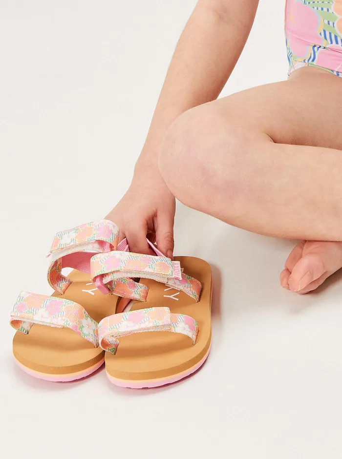 Roxy Shoes and Sandals Toddler039s Cage Sandals Whitecrazy Pinkorange 8211 Girls