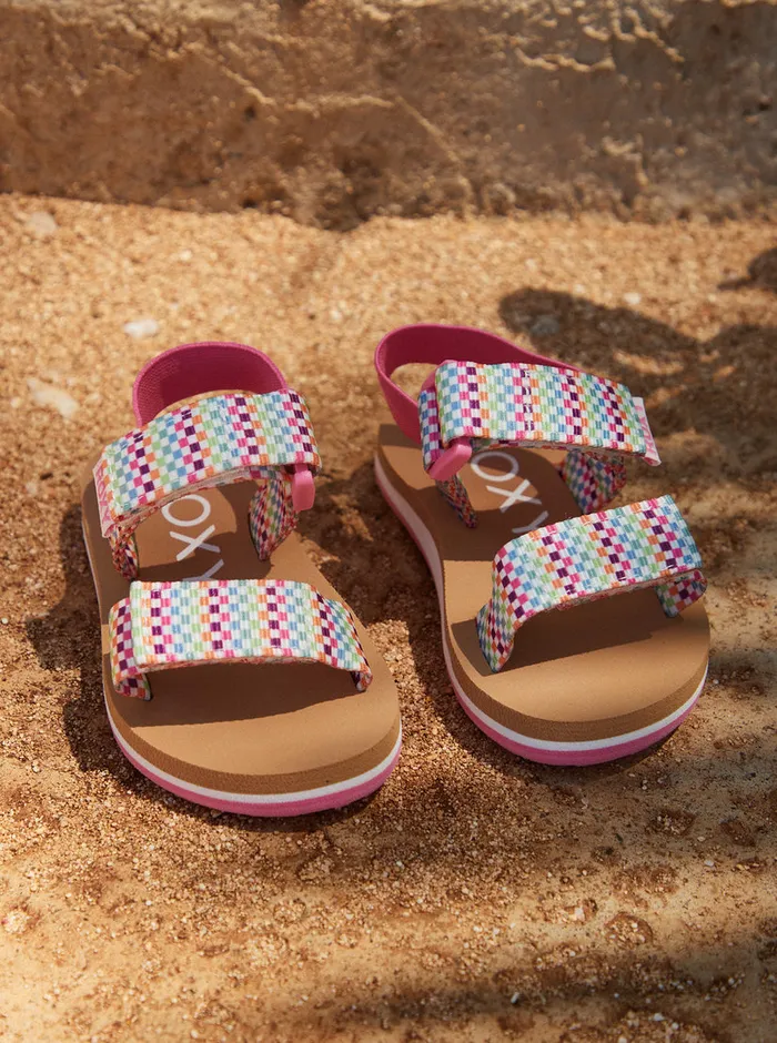Roxy Shoes and Sandals Toddler039s Cage Sandals Whiteprint 8211 Girls