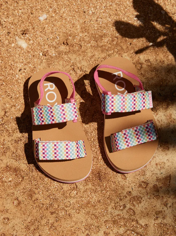Roxy Shoes and Sandals Toddler039s Cage Sandals Whiteprint 8211 Girls