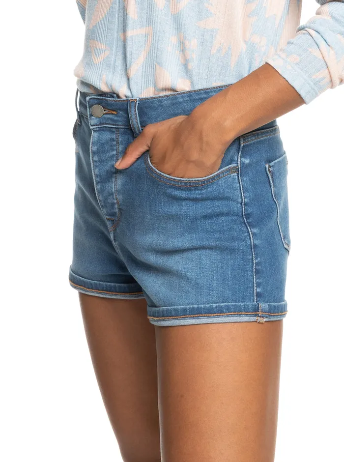 Roxy Shorts Fire Away High Denim Shorts Medium Blue 8211 Womens