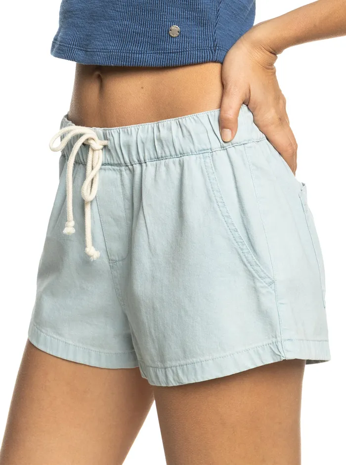 Roxy Shorts Go To The Beach Denim Shorts Bleached Blue 8211 Womens