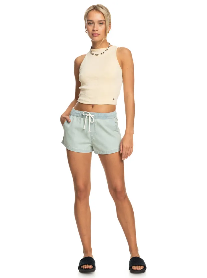 Roxy Shorts Go To The Beach Denim Shorts Bleached Blue 8211 Womens