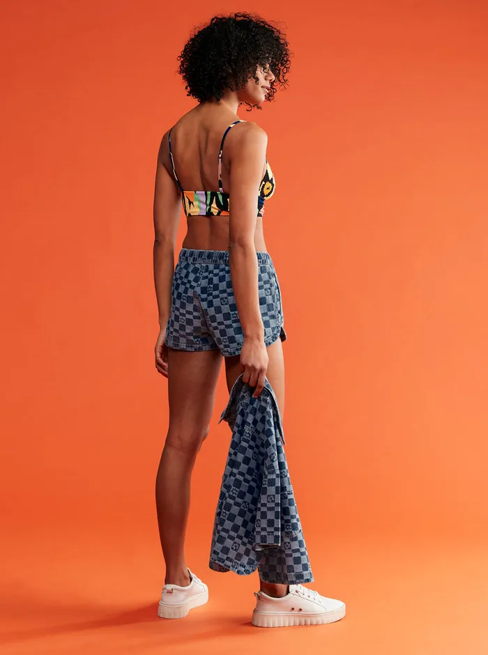 Roxy Shorts New Impossible Printed Denim Shorts Mood Indigo Sol Power 8211 Womens