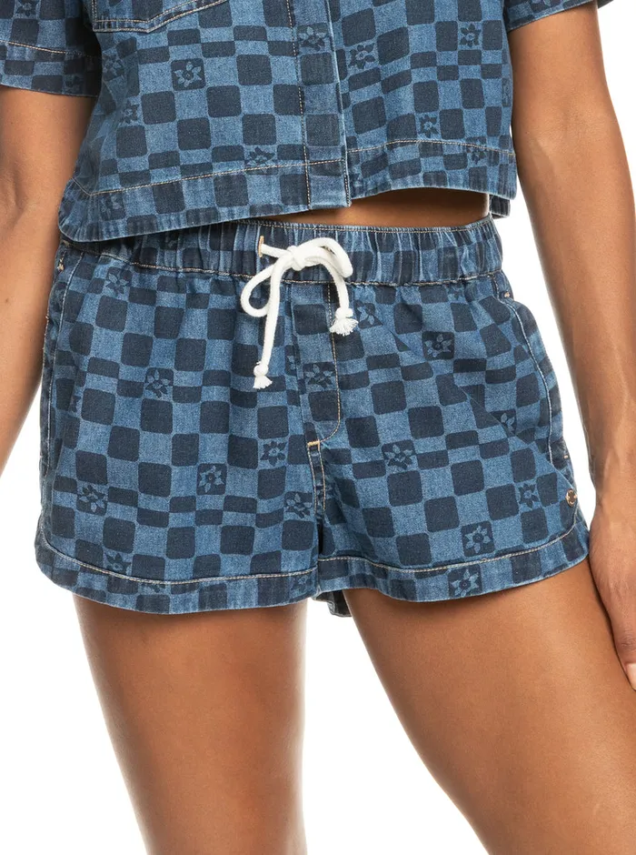 Roxy Shorts New Impossible Printed Denim Shorts Mood Indigo Sol Power 8211 Womens