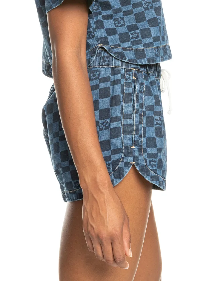 Roxy Shorts New Impossible Printed Denim Shorts Mood Indigo Sol Power 8211 Womens