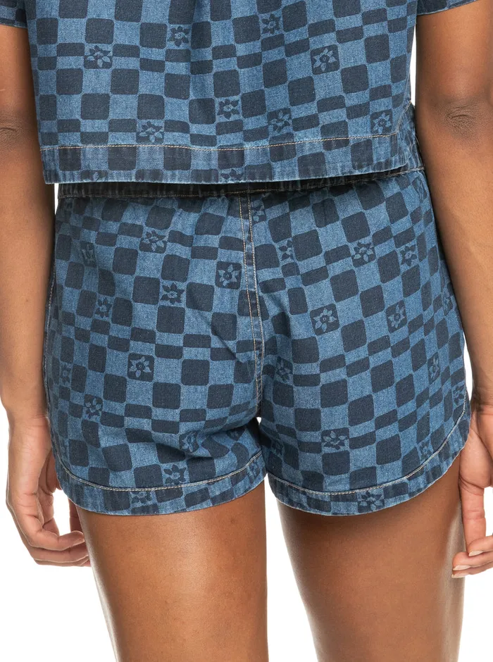 Roxy Shorts New Impossible Printed Denim Shorts Mood Indigo Sol Power 8211 Womens