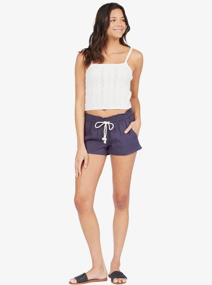 Roxy Shorts Oceanside Elastic Waist Shorts Mood Indigo 8211 Womens