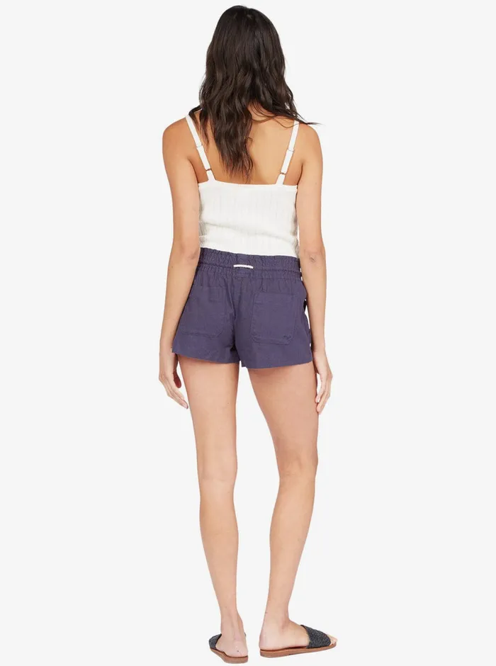 Roxy Shorts Oceanside Elastic Waist Shorts Mood Indigo 8211 Womens