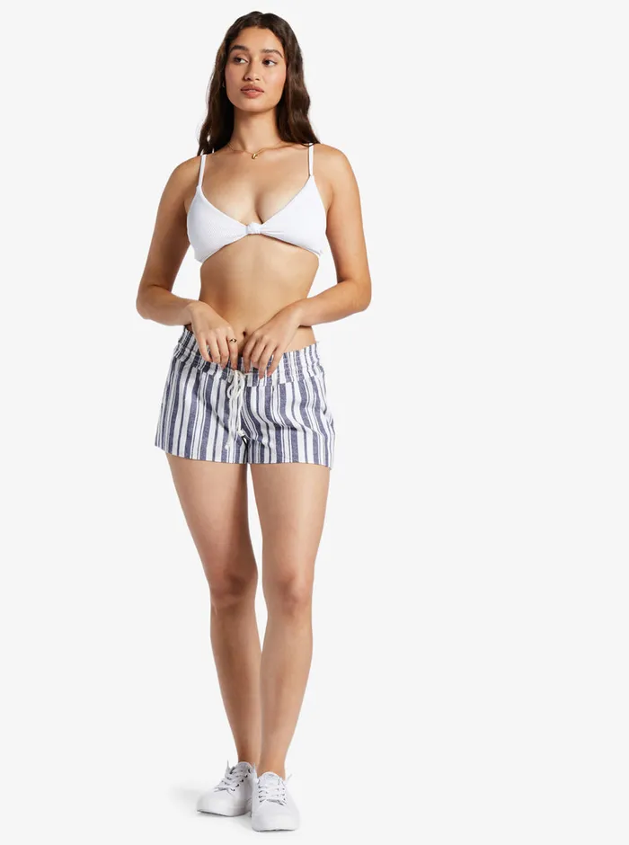 Roxy Shorts Oceanside Elastic Waist Shorts Mood Indigo Paradise Stripe 8211 Womens