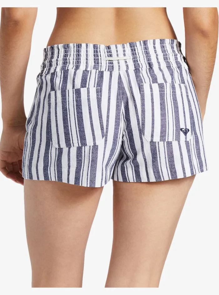 Roxy Shorts Oceanside Elastic Waist Shorts Mood Indigo Paradise Stripe 8211 Womens