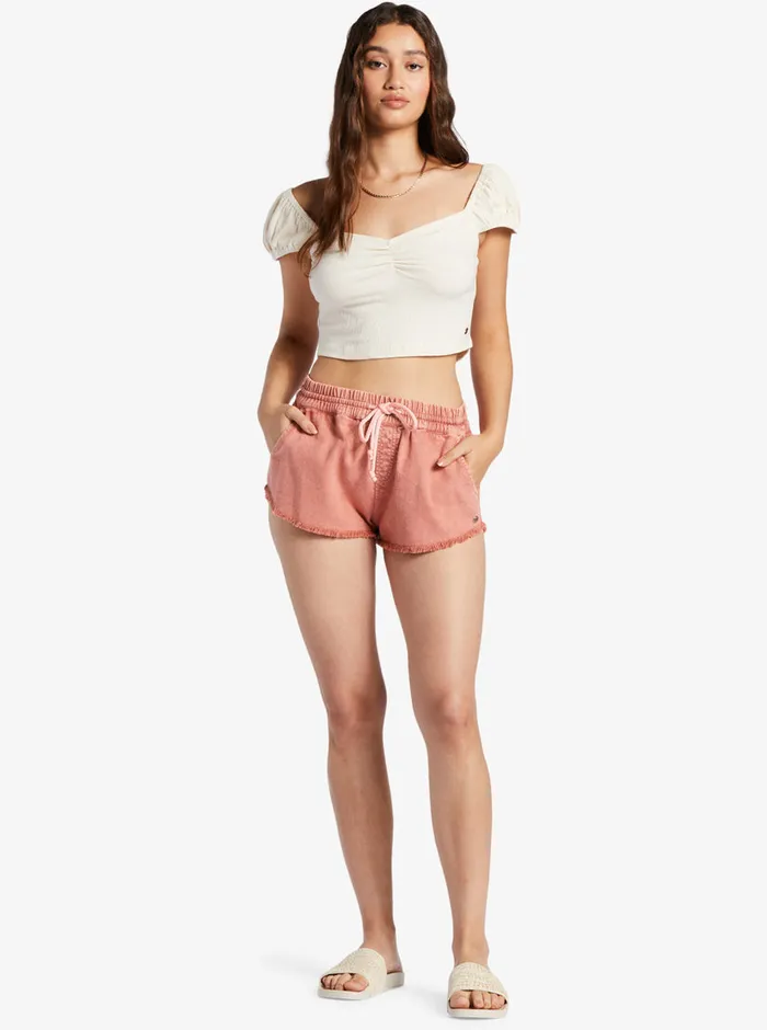 Roxy Shorts Scenic Route Elastic Waist Shorts Cedar Wood 8211 Womens