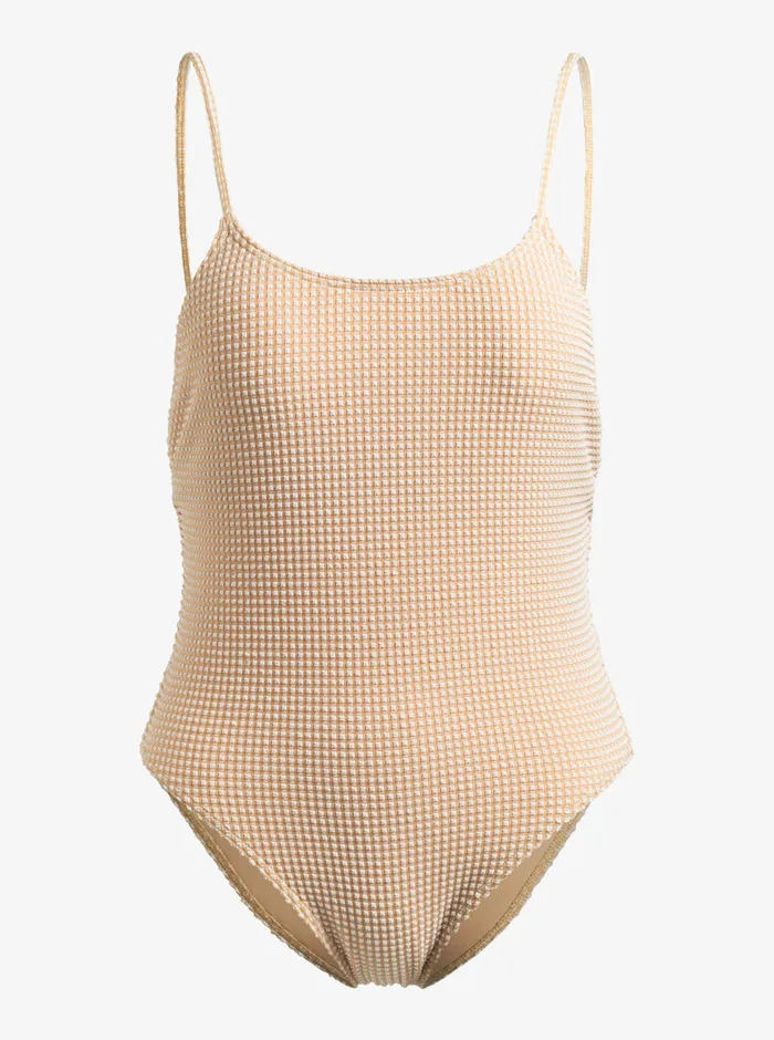Roxy Skirts Gingham OnePiece Swimsuit Porcini 8211 Womens