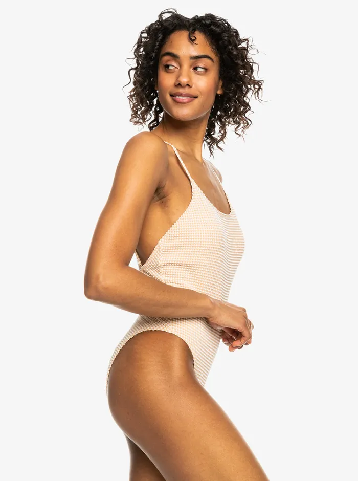 Roxy Skirts Gingham OnePiece Swimsuit Porcini 8211 Womens