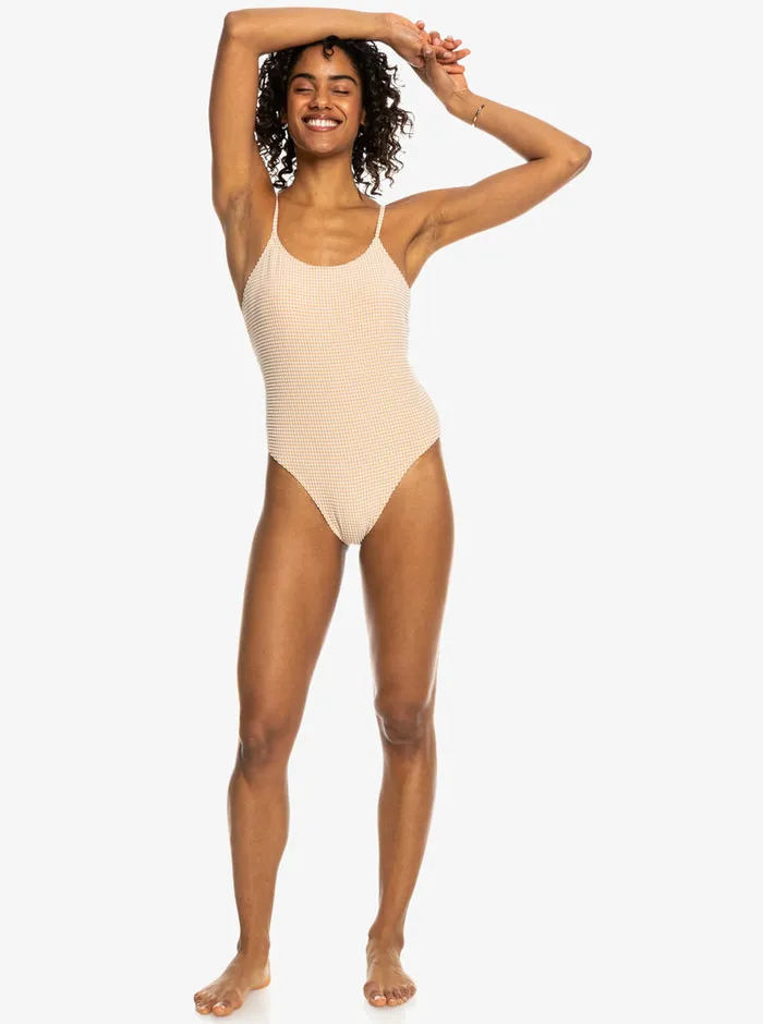 Roxy Skirts Gingham OnePiece Swimsuit Porcini 8211 Womens