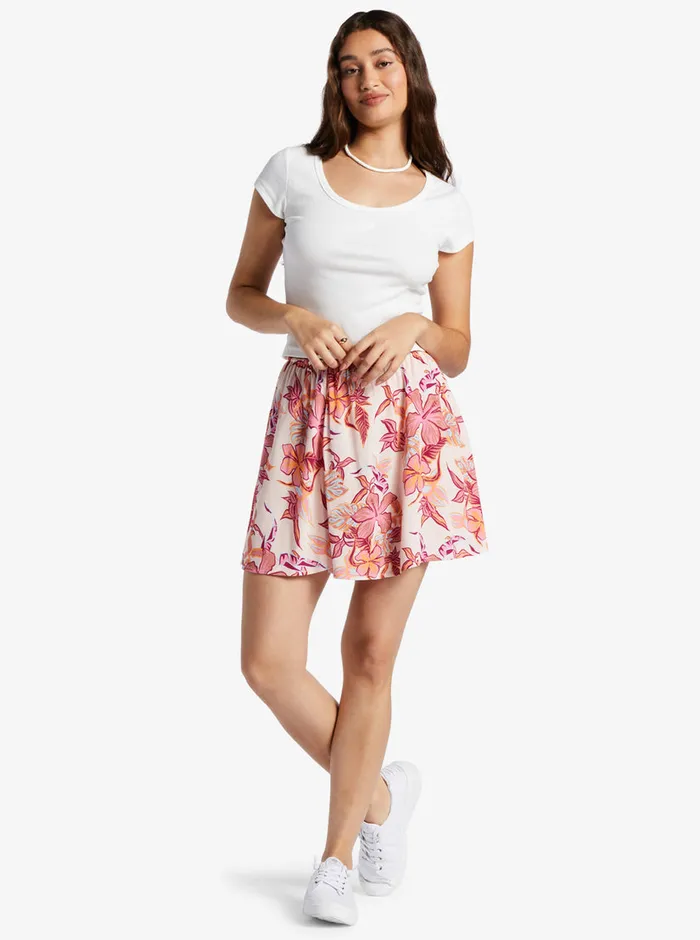 Roxy Skirts Para Paradise Drawstring Mini Skirt Pale Dogwood Kartofeel Tropica 8211 Womens