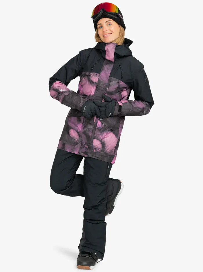 Roxy Snow Jackets GORETEX Glade Technical Snow Jacket True Black Pansy Pansy 8211 Womens