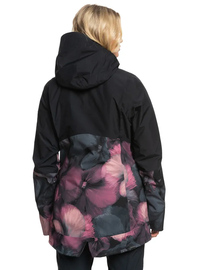 Roxy Snow Jackets GORETEX Glade Technical Snow Jacket True Black Pansy Pansy 8211 Womens
