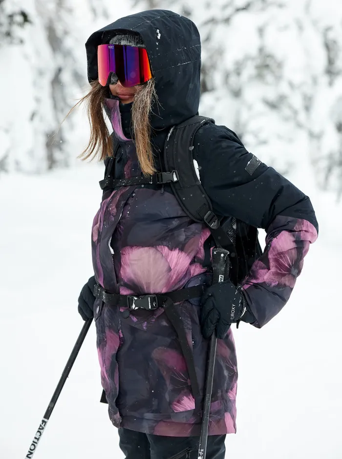 Roxy Snow Jackets GORETEX Glade Technical Snow Jacket True Black Pansy Pansy 8211 Womens