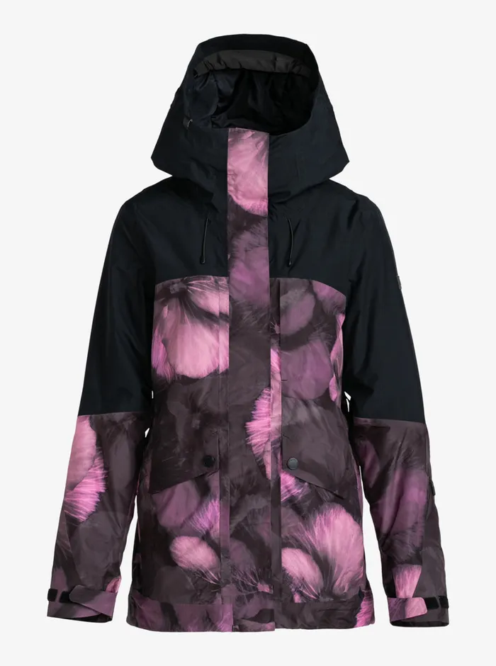 Roxy Snow Jackets GORETEX Glade Technical Snow Jacket True Black Pansy Pansy 8211 Womens