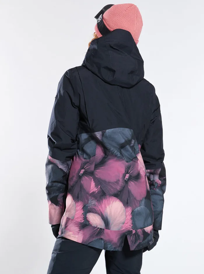 Roxy Snow Jackets GORETEX Glade Technical Snow Jacket True Black Pansy Pansy 8211 Womens