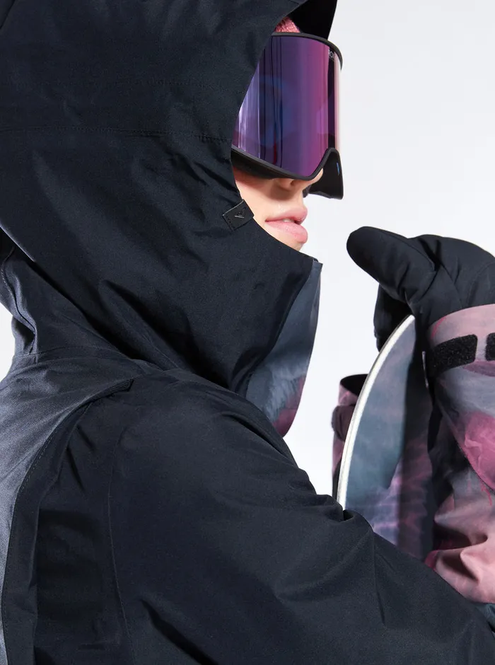Roxy Snow Jackets GORETEX Glade Technical Snow Jacket True Black Pansy Pansy 8211 Womens
