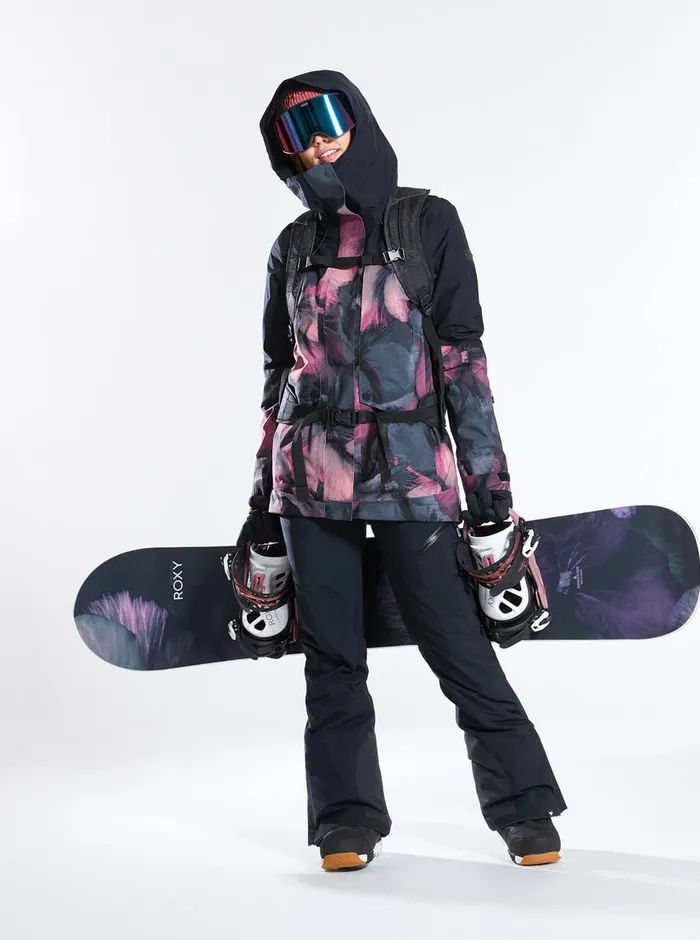 Roxy Snow Jackets GORETEX Glade Technical Snow Jacket True Black Pansy Pansy 8211 Womens