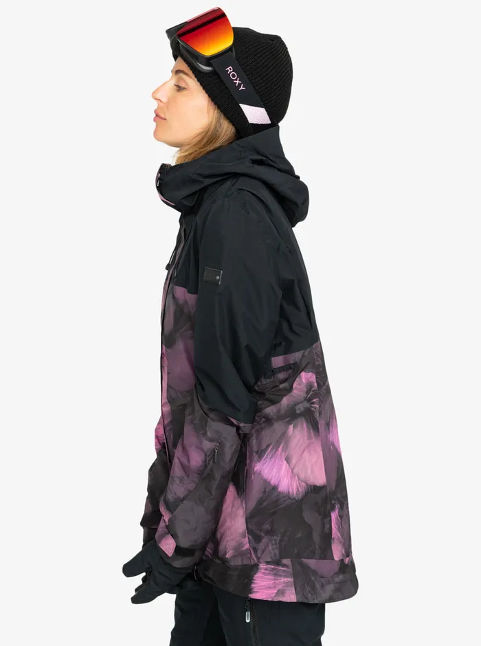Roxy Snow Jackets GORETEX Glade Technical Snow Jacket True Black Pansy Pansy 8211 Womens